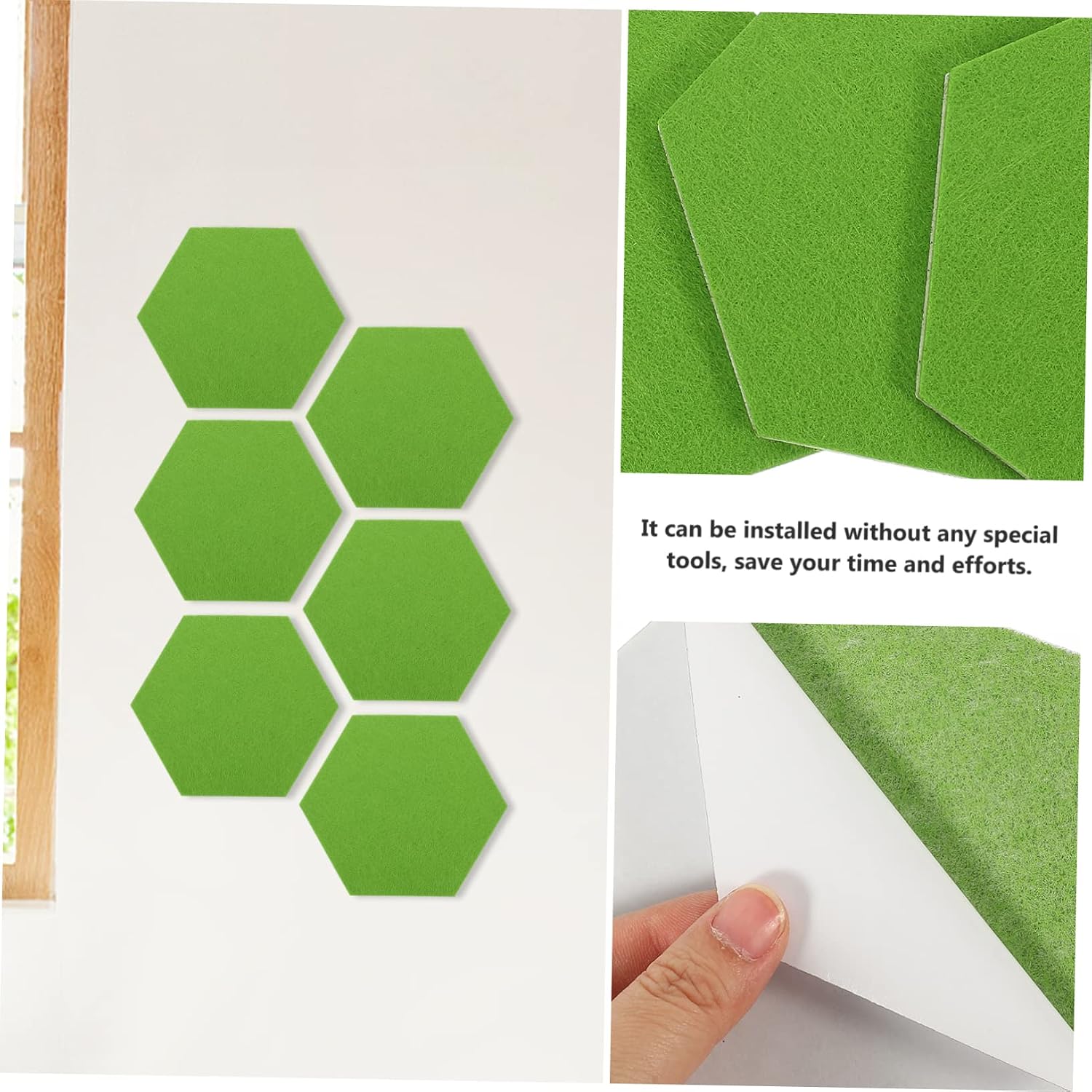Housoutil 12pcs Hexagon Wall Panels Felt Bulletin Board Tiles Memo Board for Classroom Office