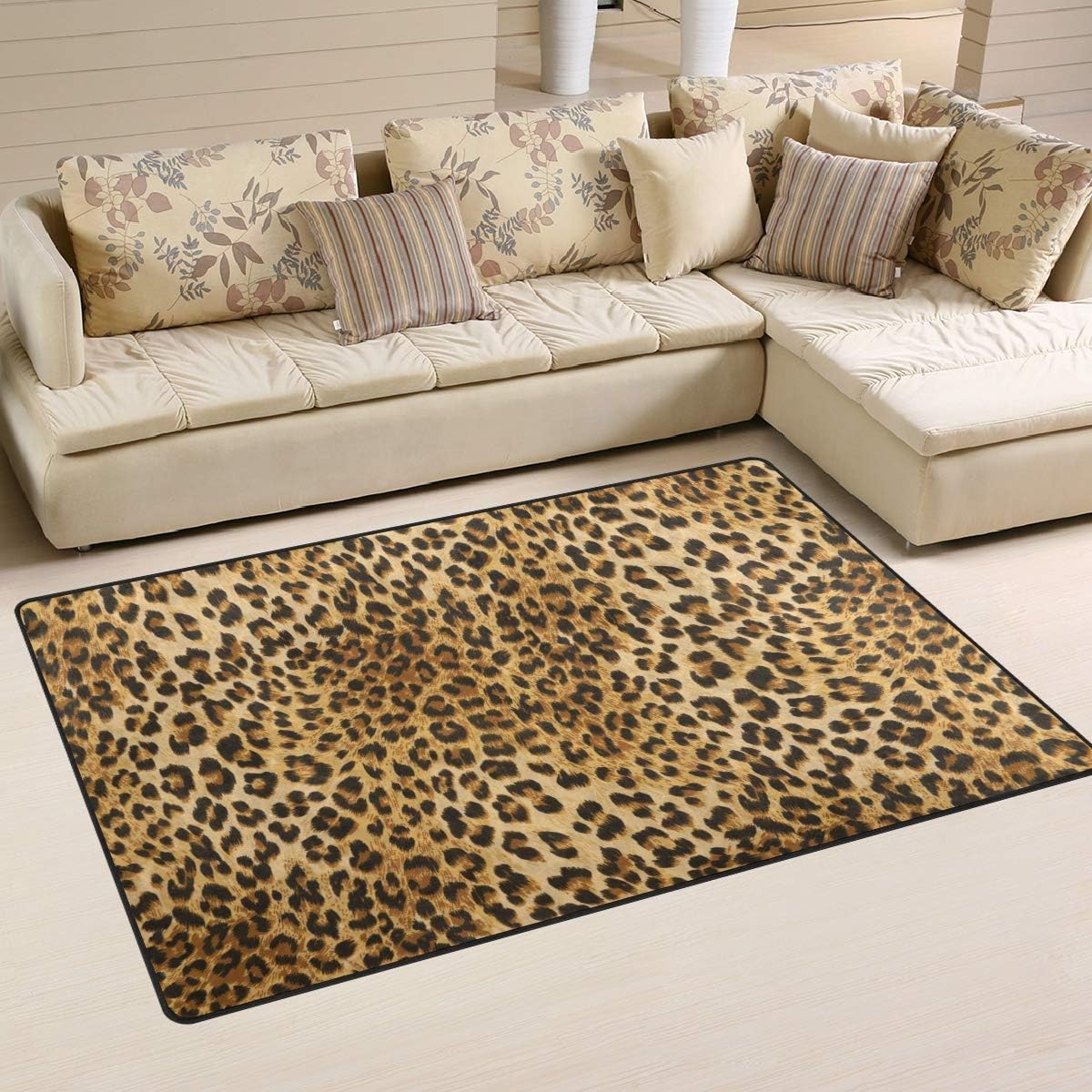 ALAZA Non-Slip Area Rugs Home Decor, Leopard Animal Print Floor Mat Living Room Bedroom Carpets Doormats 31 x 20 inches