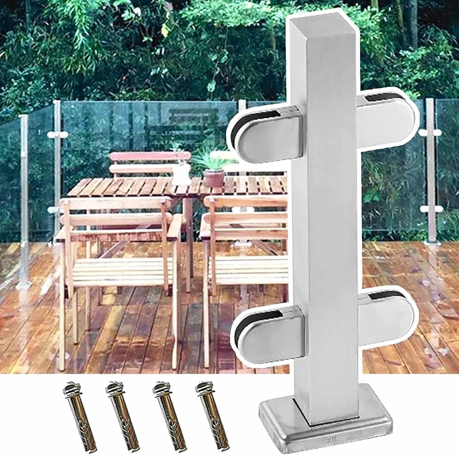 Poste de paneles de vidrio de acero inoxidable para acabados elegantes