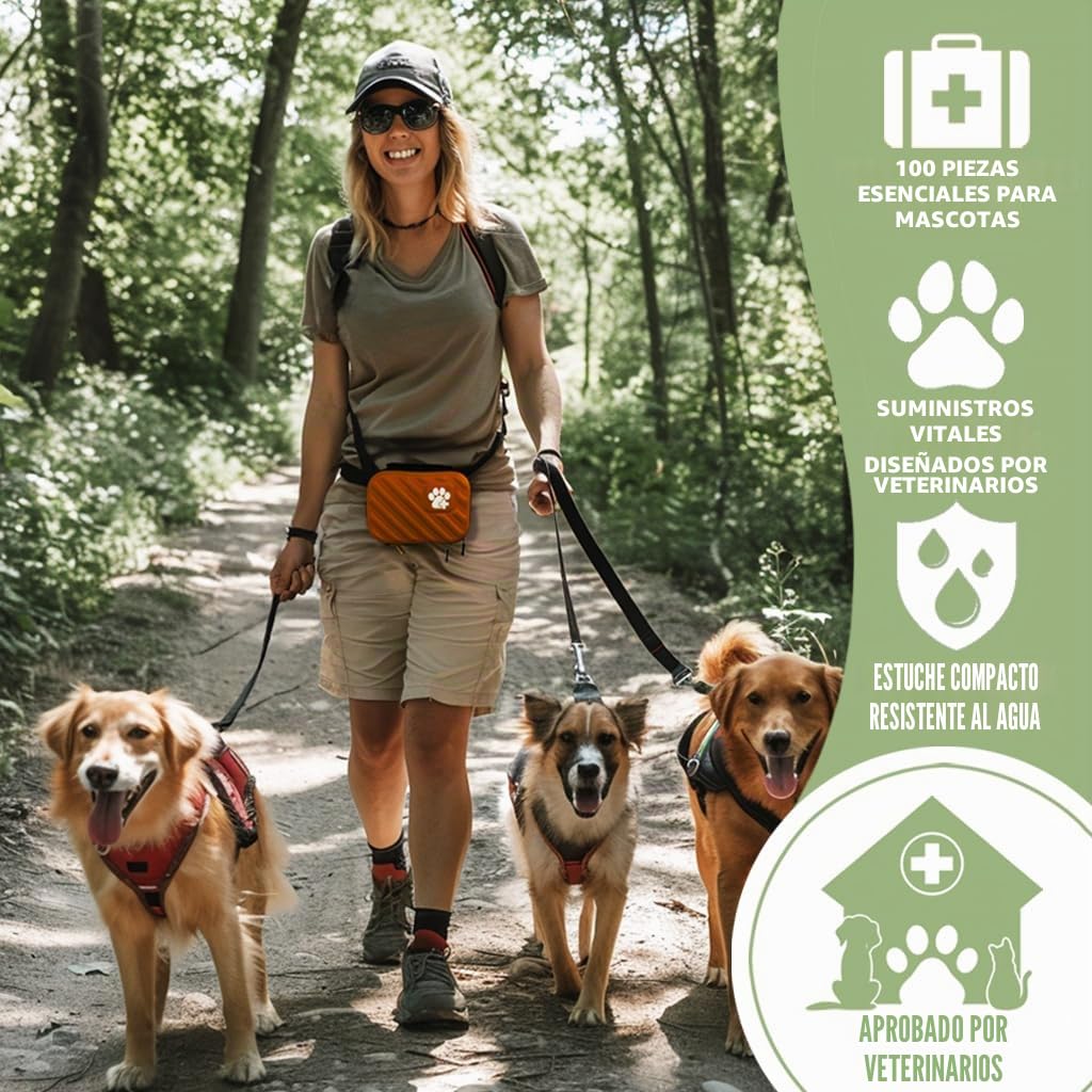 EVERLIT - Kit de primeros auxilios para mascotas | Kit de cuidado de animales aprobado por veterinarios con 95 piezas de suministros médicos, al aire libre y de emergencia para tratar perros, gatos |