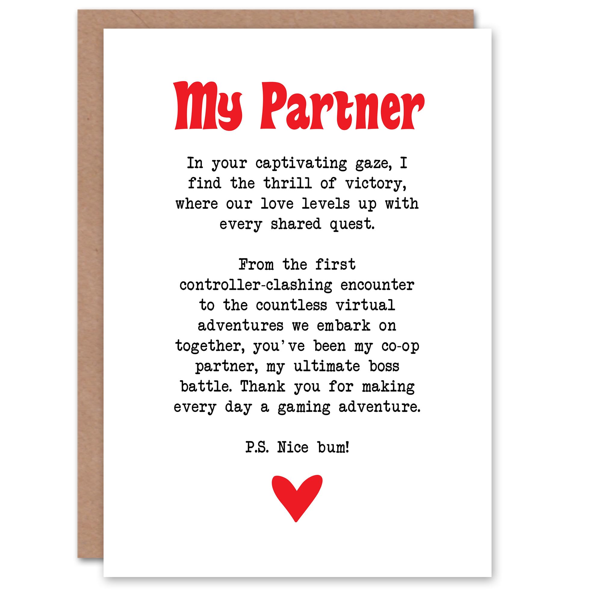 Artery8 Greeting Card Love Poem Gamer Nerd Partner Romantic Poetry Fun Blank For Him Or Her Art Anniversary Card