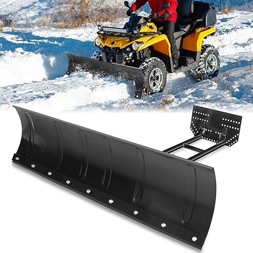 ATV Snow Plow Kits - 45" Heavy Duty Steel Square Push Snow Blade, Universal for Pickup Trucks UTV ATV Arctic Cat Access Kawasaki Honda Aeon Crossland