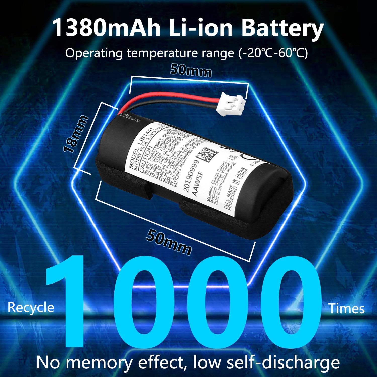 OSTENT Akumulator litowo-jonowy 1380 mAh akumulator litowo-jonowy zamiennik do kontrolera ruchu Sony PS3 Move