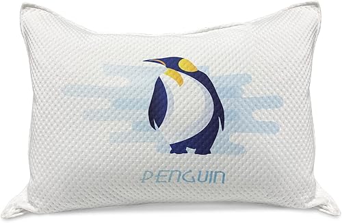 Miniatura 1 de Ambesonne Penguin Knitted Quilt Pillowcover, Arctic Animal Portrait Cold Land Aquatic Birds Poster Style, Standard King Size Pillow Cover for