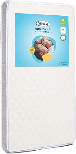 Graco Colchón Ultra 2 en 1 Premium de doble cara para cuna y niños pequeños, espuma certificada GREENGUARD Gold, CertiPUR-US, funda lavable a