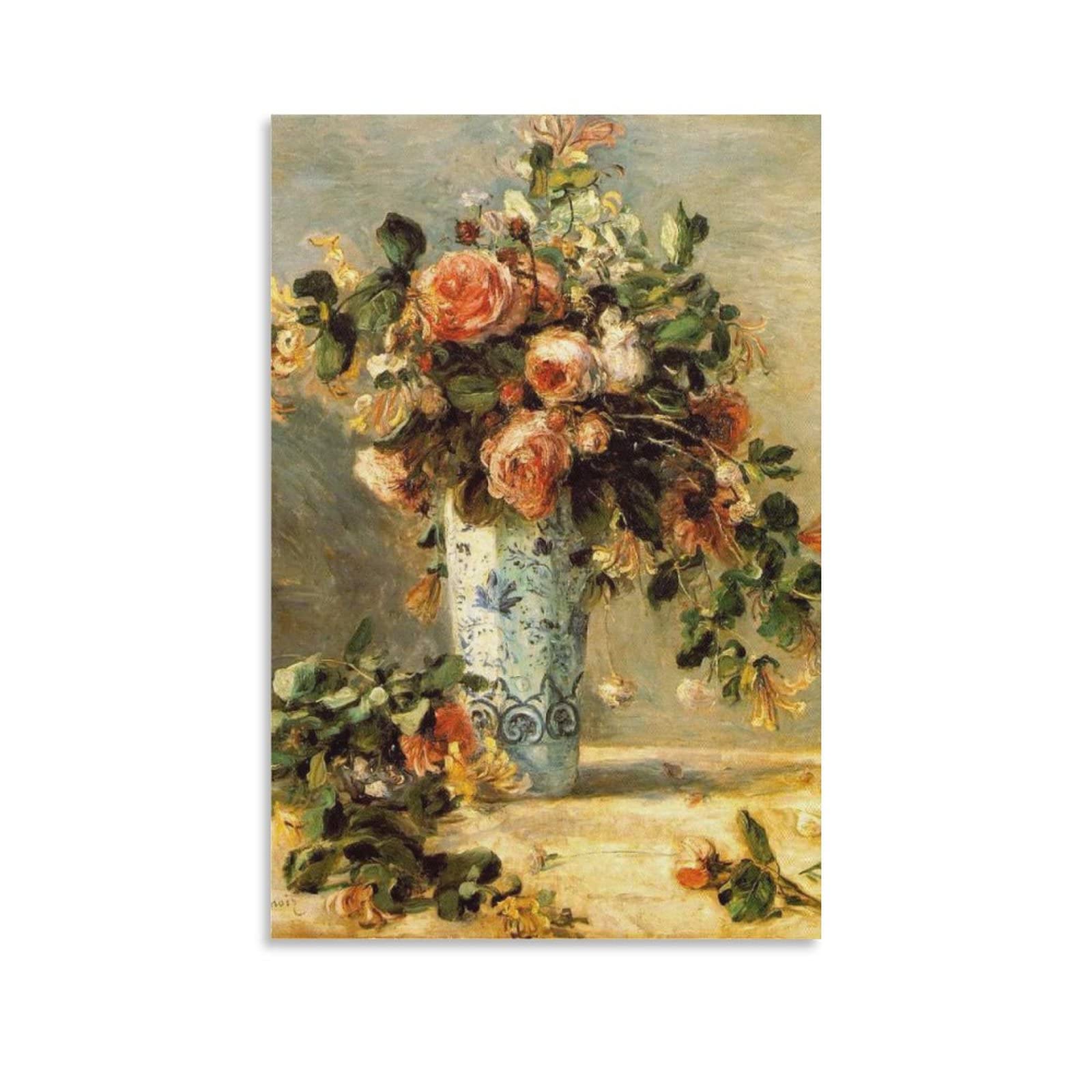 Buy Roses And Jasmine in A Delft Vase by Pierre Auguste Renoir