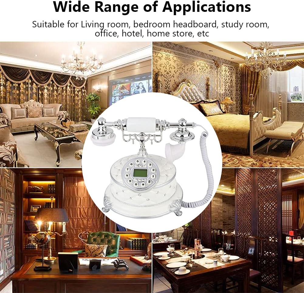High-end Retro Vintage Telephone,FSK/DTMF Dual System Rotary Dial Antique Landline Phone with LCD Display,Automatic IP and One-Touch Redial Function,for Home,Office,Star Hotel,Art Gallery
