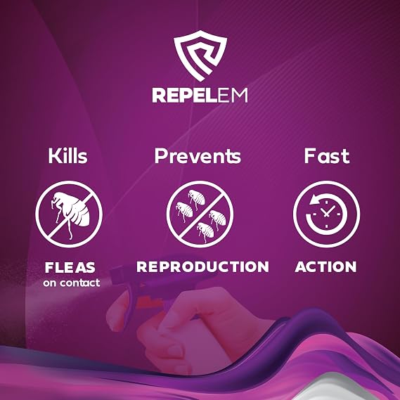 REPELEM Flea Treatment Kit - Household Spray & Natural Repellent 1L+250ml