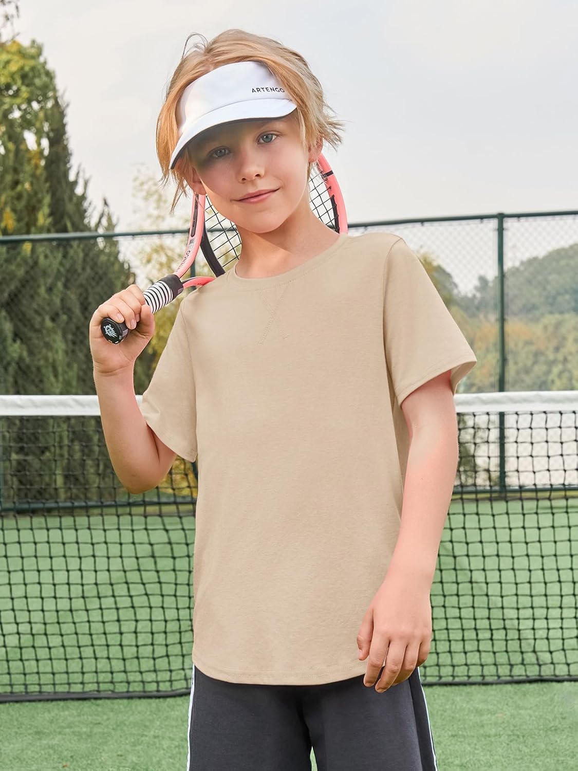 Haloumoning Boys Short Sleeve Shirts Kids Summer Crewneck Curve Hem Tunic Tops Basic tees 5-14 Years - Image 7