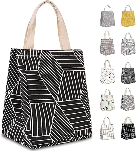 Miniatura 2 de HOMESPON - Lonchera reutilizable, aislada, de tela de lona con papel de aluminio, para mujeres, hombres, escuela, oficina