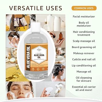 Aloe Vera Oil (16oz) Aloe Infused Carrier Oil for Skin, Face, Hair & Body Lightweight Botanical for Skincare & DIY Formulations | 16 OUNCES
