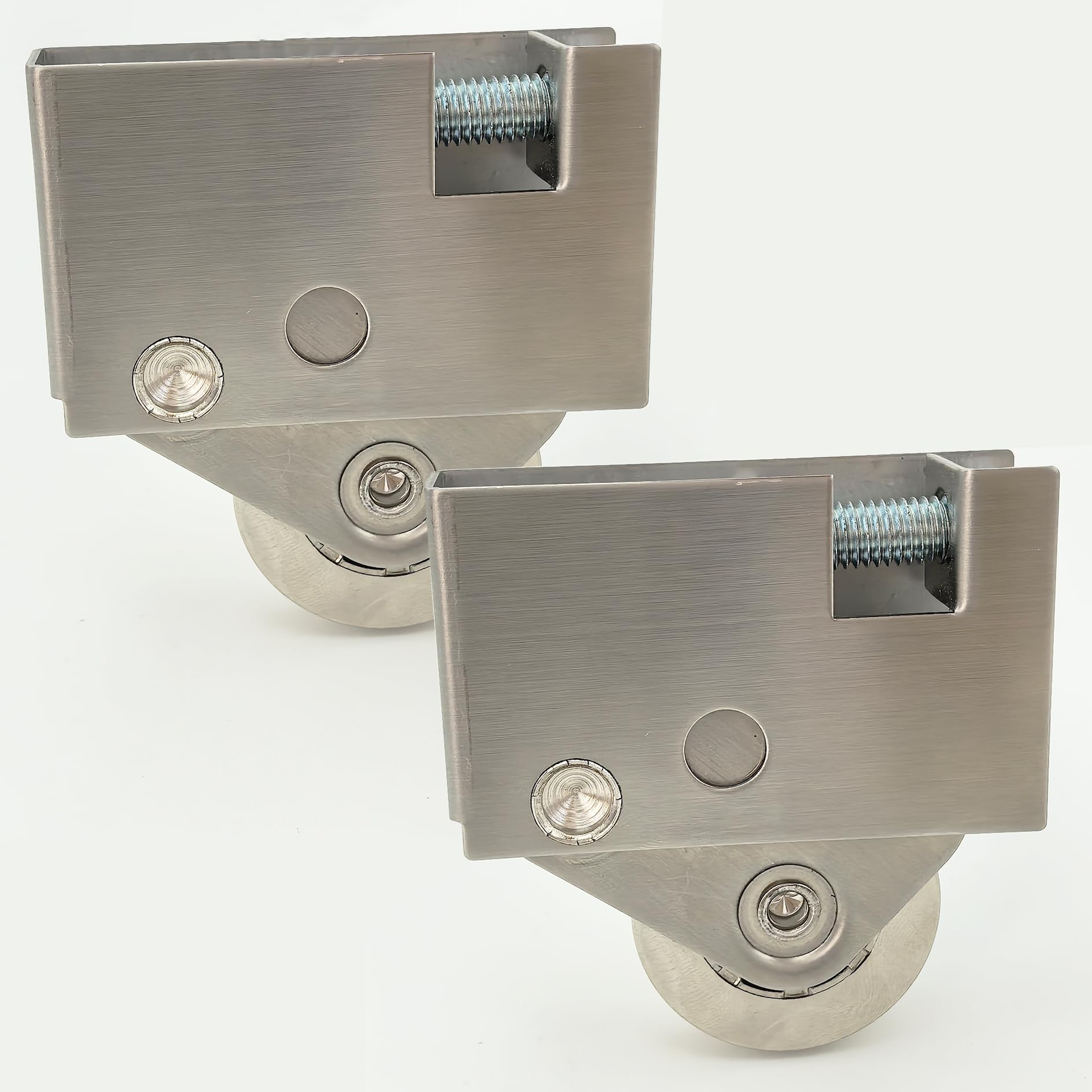 2 Pack Sliding Patio Door Roller Assembly Fits for Pella Wood Glass Doors P/N #0FAT0000 (Pre 1992), 1-1/2" Steel Ball Bearing, Edge Adjustable, Stainless Steel Housing with No Flange