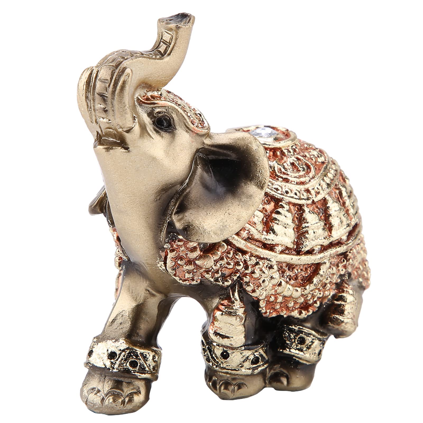 Hilitand Golden Polyresin Elephant Statue Sculpture Trunk Wealth Lucky Collectible Figurine Gift Home Decor Feng Shui Ornament(S)