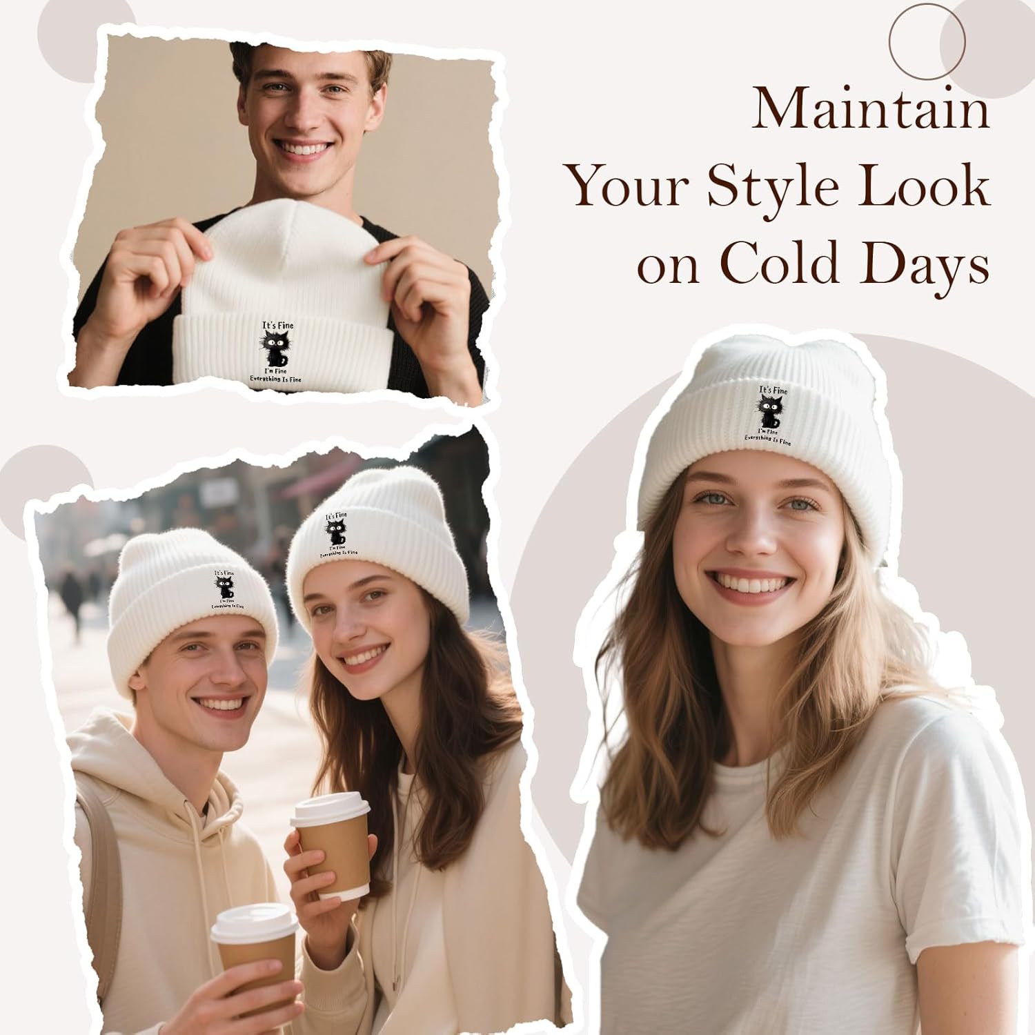 Knit Beanie for Women Men Embroidered Knit Hats Warm Beanies for Winter, Christmas Birthday Gifts - Image 7