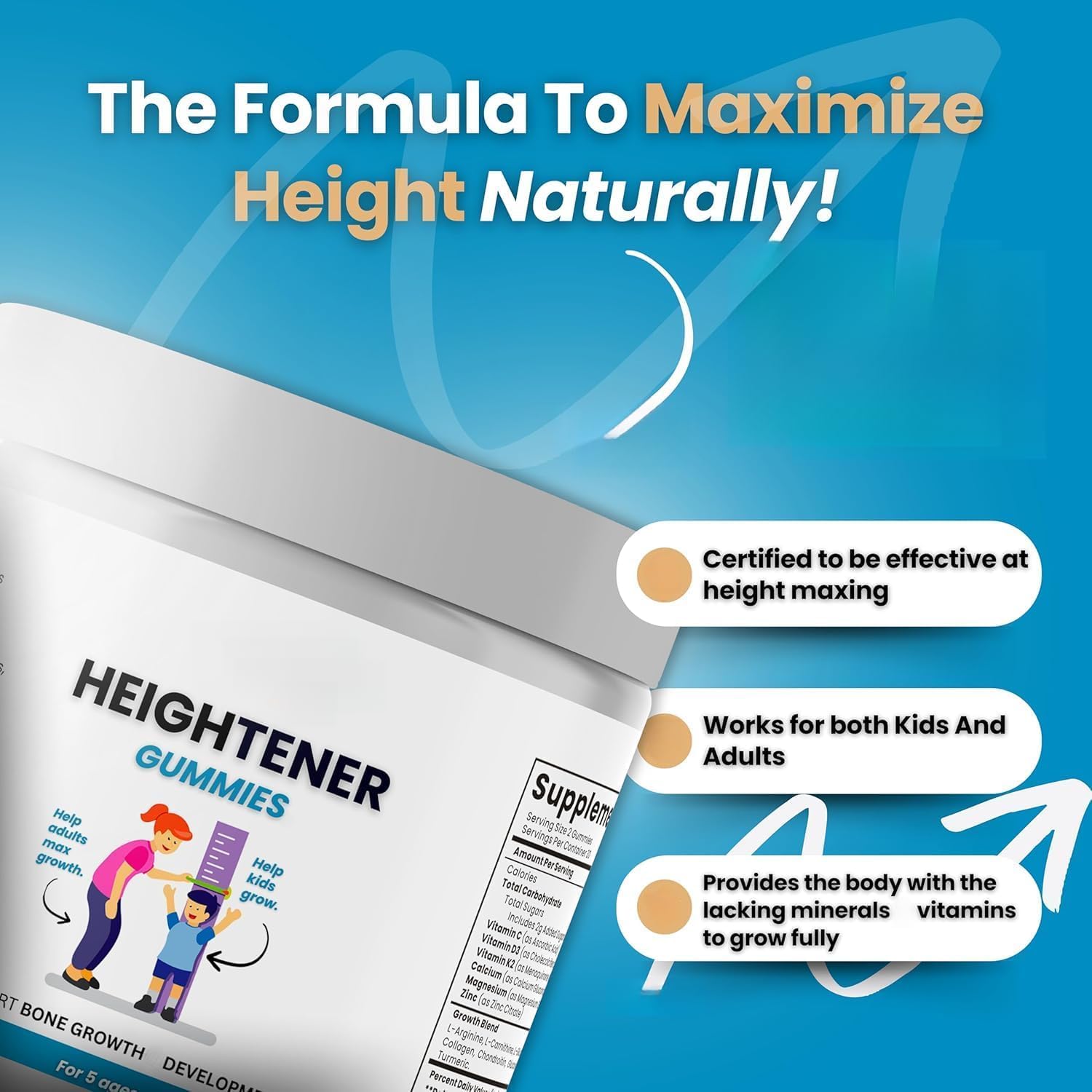 Nouveaux gummies pour augmenter la taille - aidez les adolescents et les adultes à grandir efficacement et naturellement, accompagnez-les de manière naturelle et ne manquez pas le moment d'or！