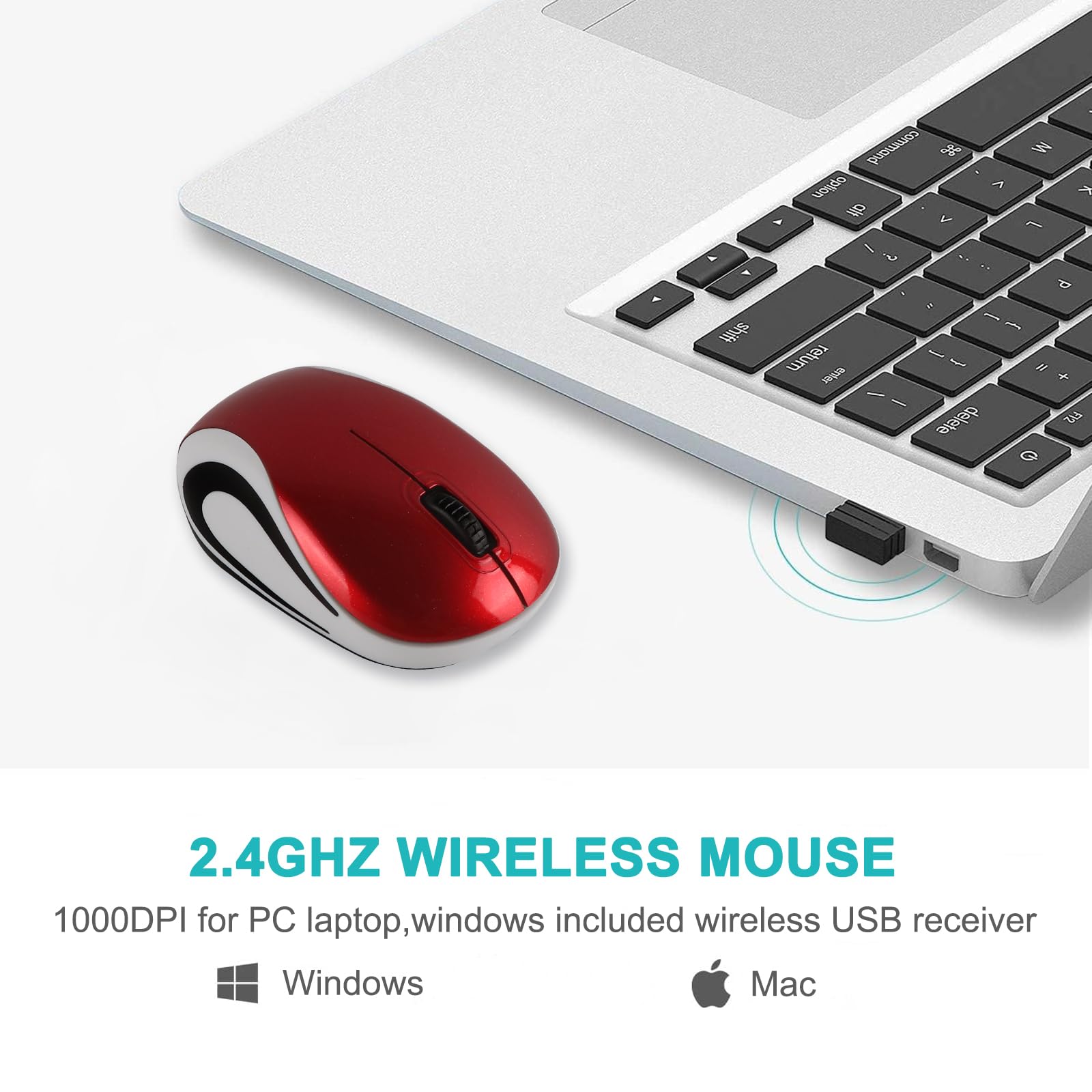 Kabellose Maus, niedlich, Mini-Computermaus, kleine Größe, tragbar, kompakt, für Reisen, USB, optische Mäuse, 3 Tasten, 1000 DPI, schnurlose Maus für Laptop, PC, Computer, Notebook, MacBook, Kinder,