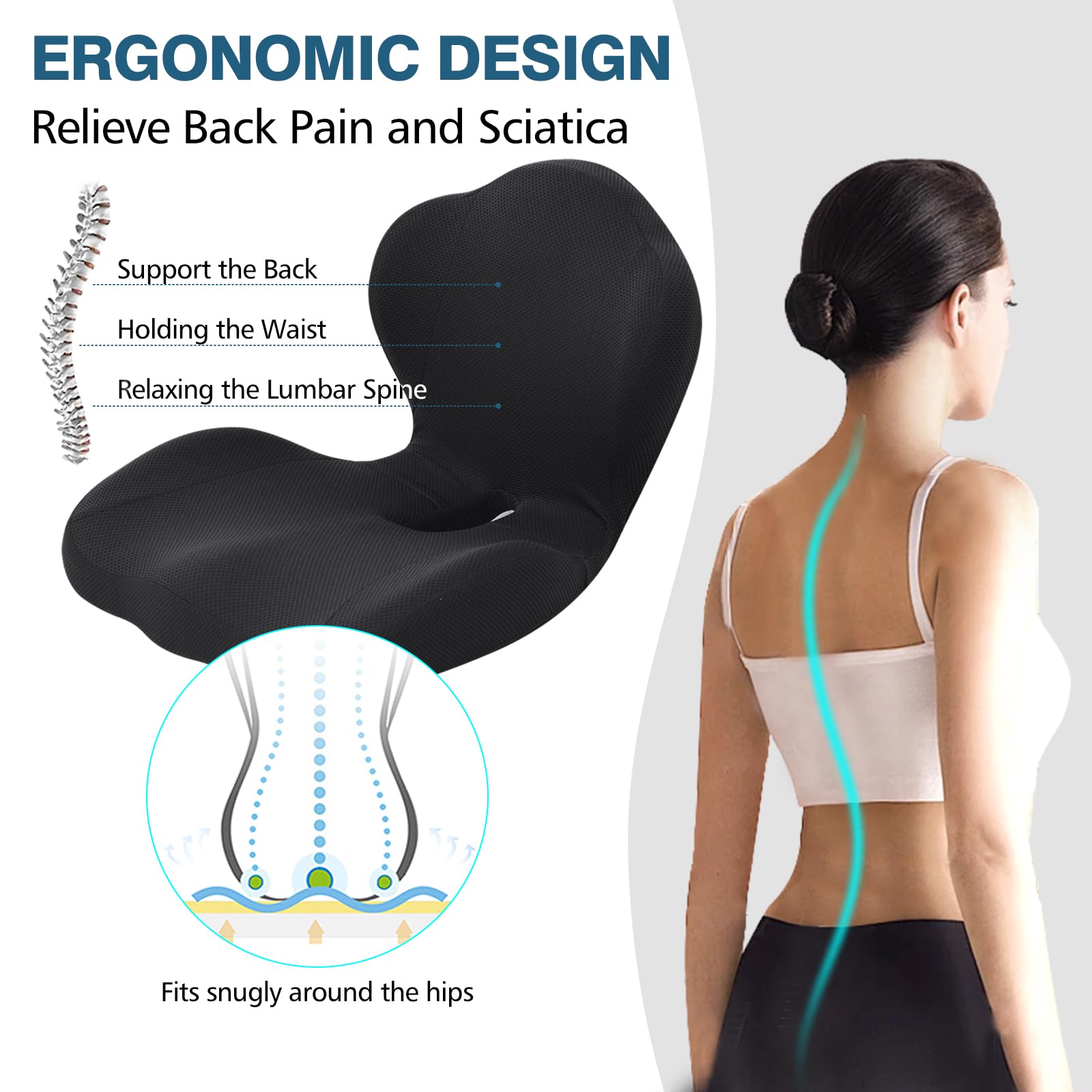 Memory Foam Seat & Lumbar Cushion Set Gallery Image