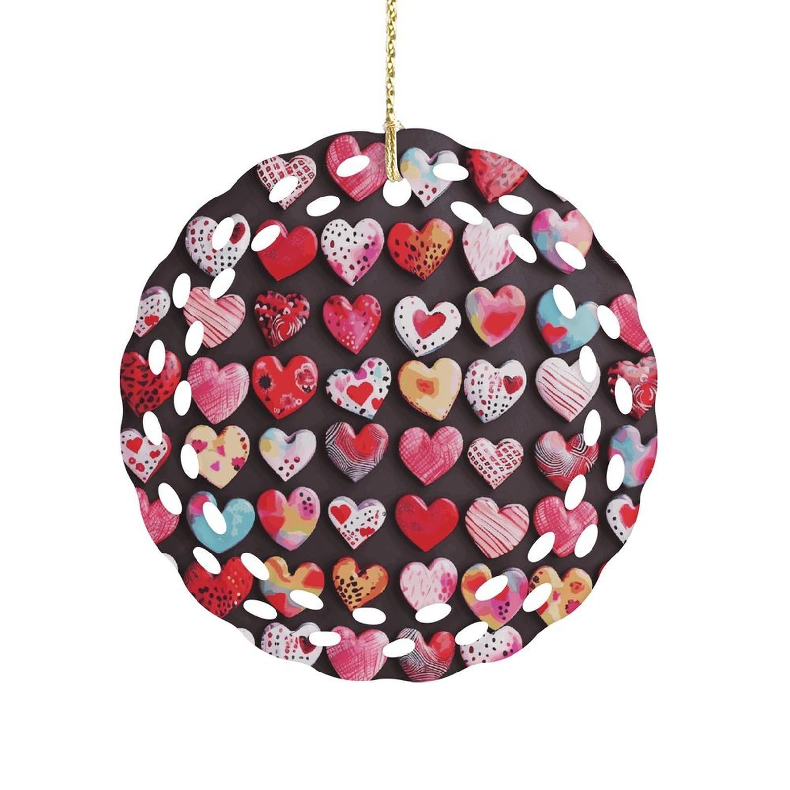 Btcowzrv Style Heart Shapes Ceramic Ornament,Round Ornaments With Hole Easy To Hang,Hanging Ornament For Wedding Party Home Window Garden Christmas Day Decor
