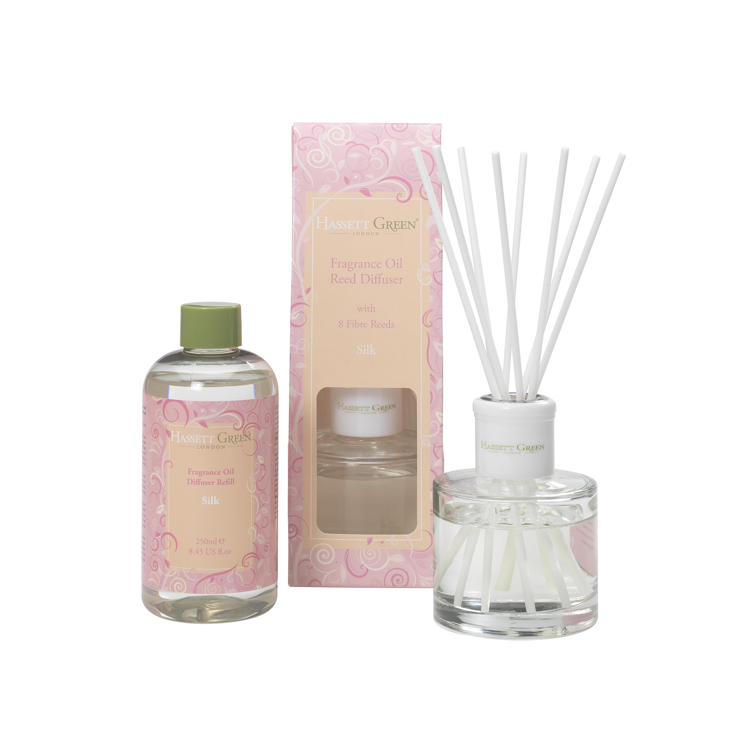 Hassett Green Silk - Reed Diffuser and Refill Combination Set