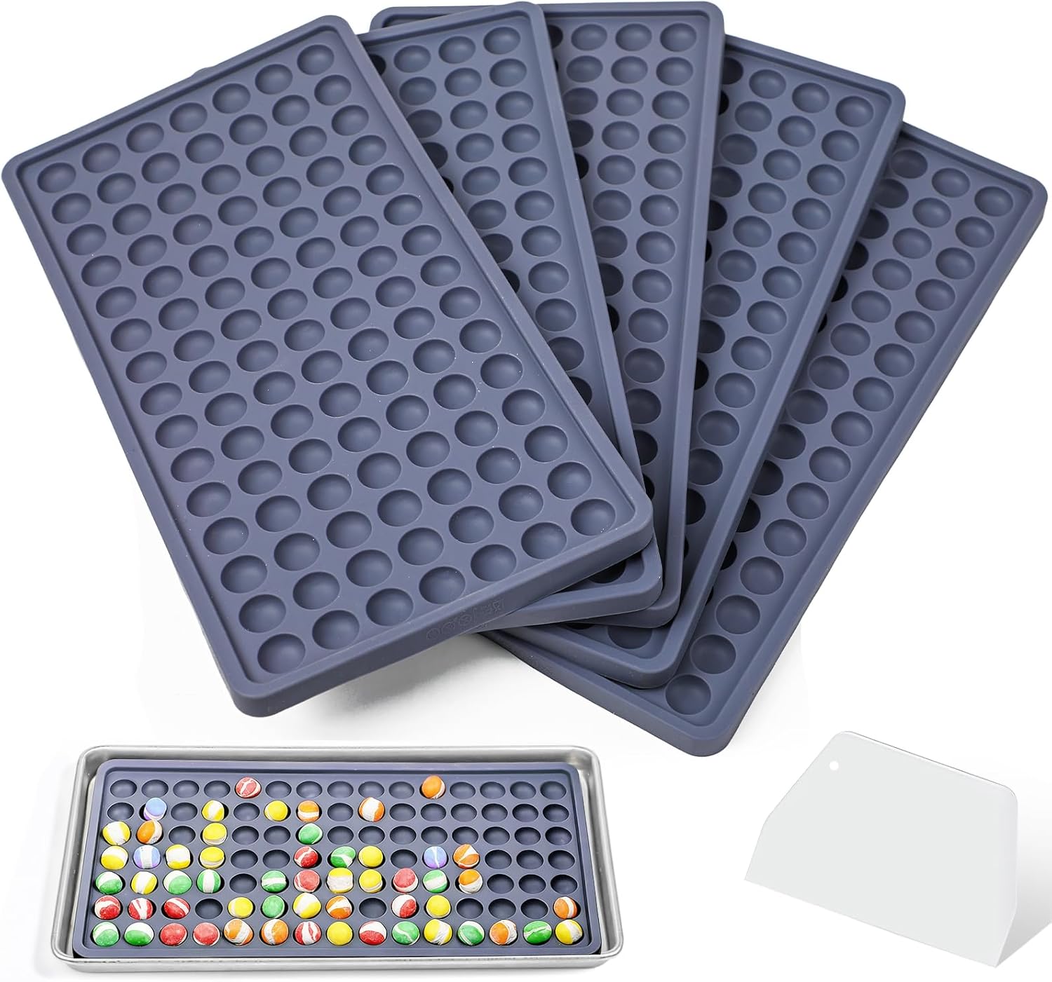 Webake 5Pcs Silicone Tray Dividers for Harvest Right Small and Medium Trays, 1.3ml for Yogurt Bites & Candy Pieces, LFGB Platinum Silicone with Scraper