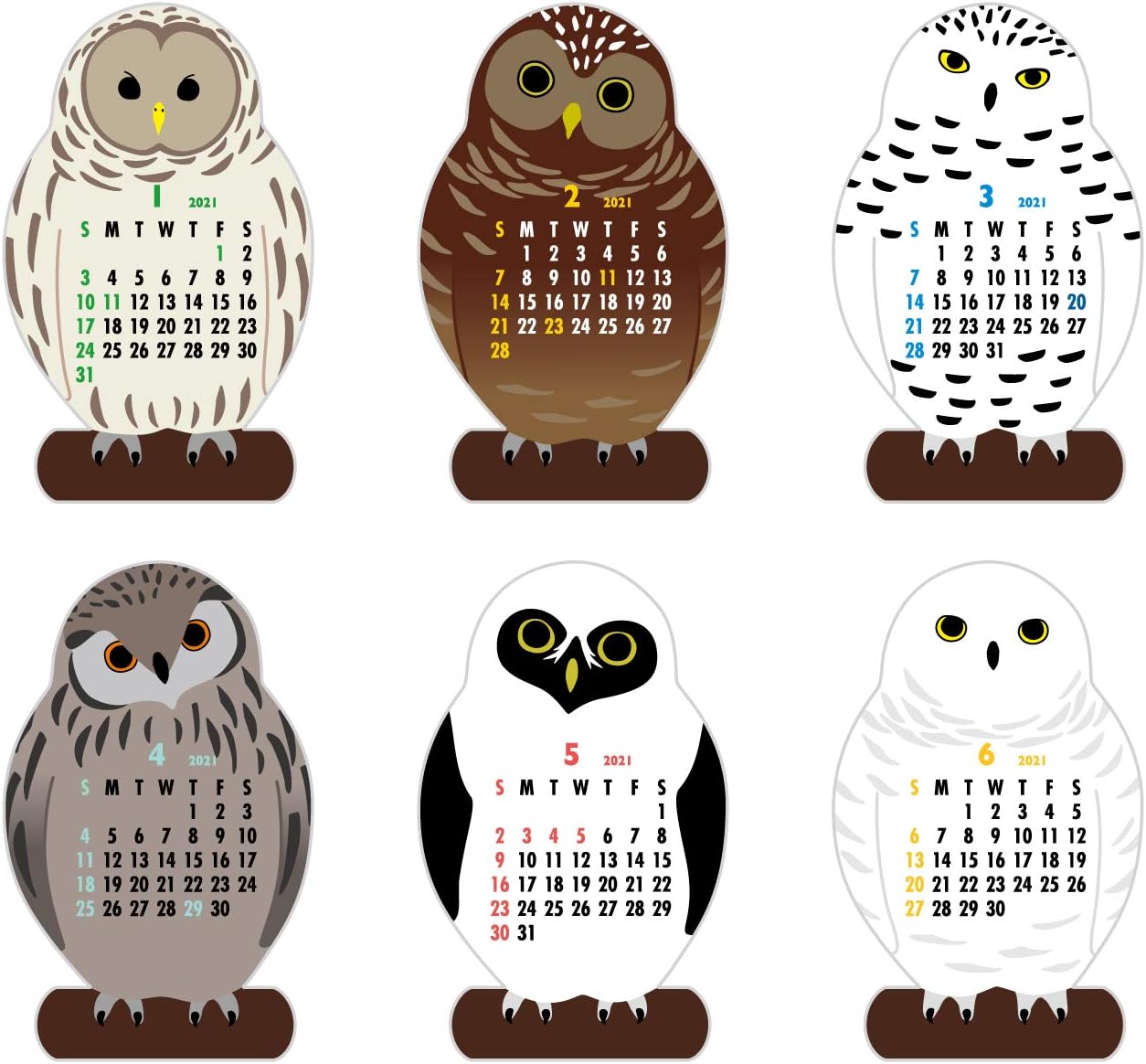 Amazon グリーティングライフ 21年 アニマル ダイカット カレンダー フクロウ 卓上 C 1268 Et 文房具 オフィス用品 文房具 オフィス用品