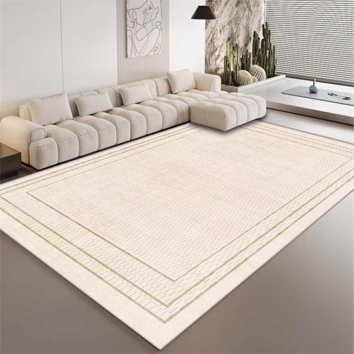 Tapis de salon gris 160x200cm antidérapant et rectangulaire pour habiller vos sols