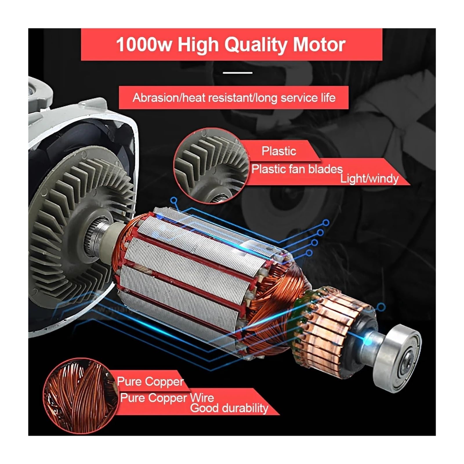 Elektryczna szlifierka kątowa 1000 W, 100 mm, 125 mm, przewodowa, 6 prędkości cięcia, polerowanie(125mm M14)