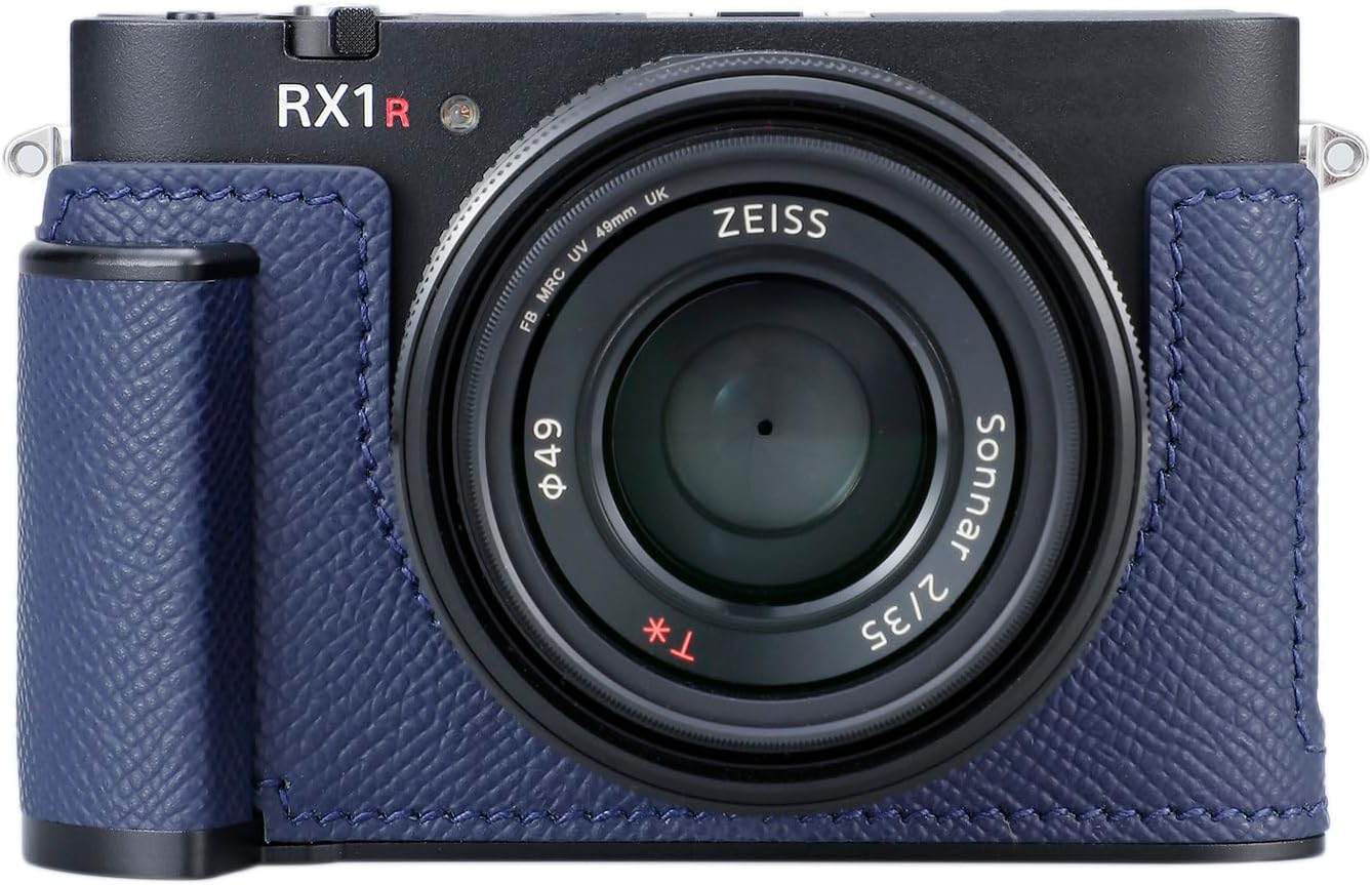 Camera Half Case for Sony Cyber-shot rx1riii rx1r3, Vintage Metal Genuine Leather Instant Camera Protective Cases for Sony rx1m3 Stylish Portable Shockproof (Blue L)