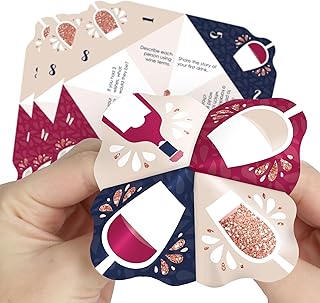 Big Dot of Happiness But First, Wine - Wine Tasting Party Cootie Catcher Game - Conversation Starters Fortune Tellers - Set of 12