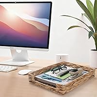 Vista 5 de Water Hyacinth Letter Tray, Woven Desk Tray, Wicker Desktop Basket Organizer for Papers, Documents, Magazines, Files