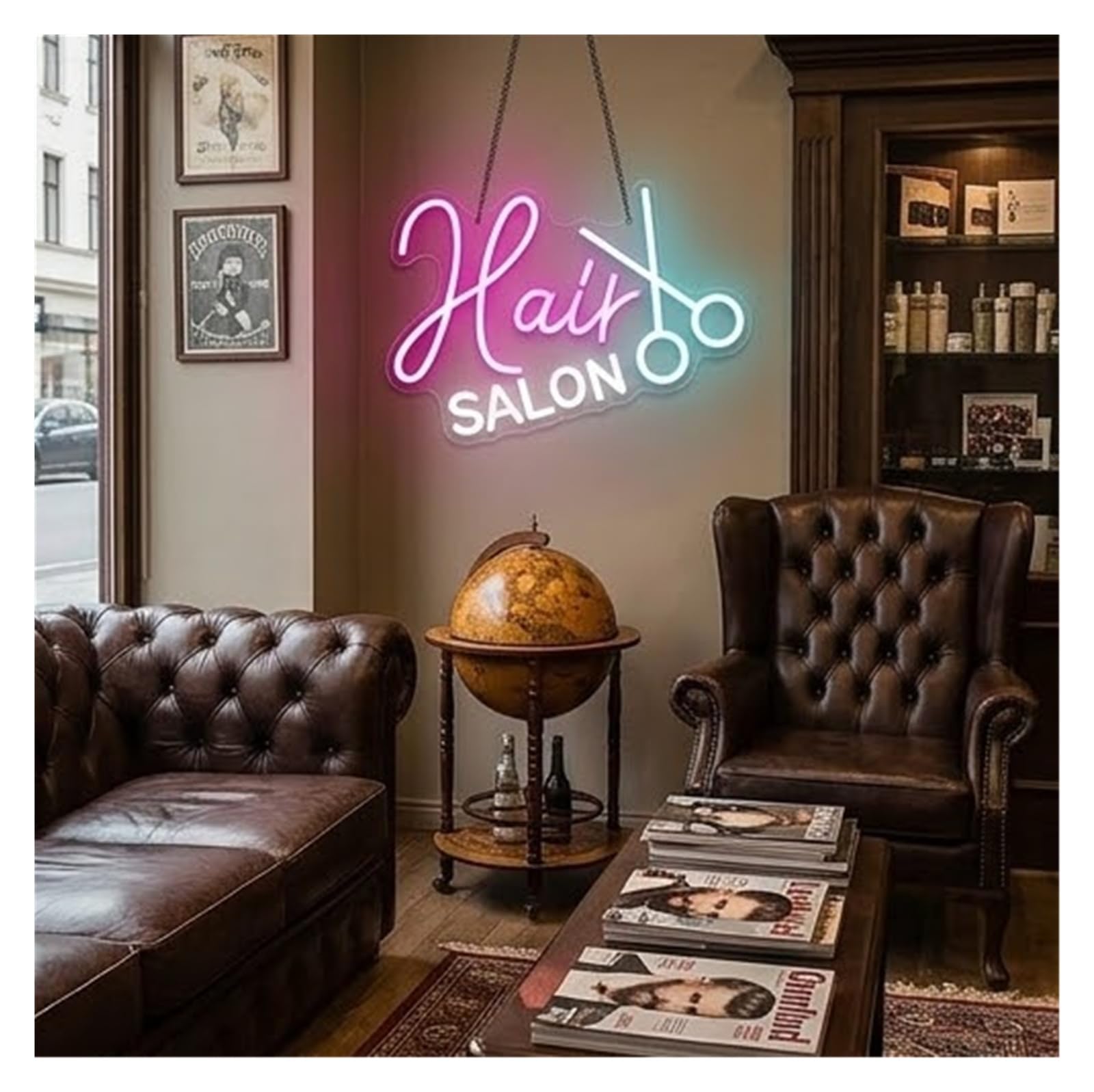 néon signe Enseigne Lumineuse Hair Salon ​​à Intensité Variable, Alimentée Par USB, Pour Salon De Beauté, Barbier, Décoration Murale, 42cmx30.5cm