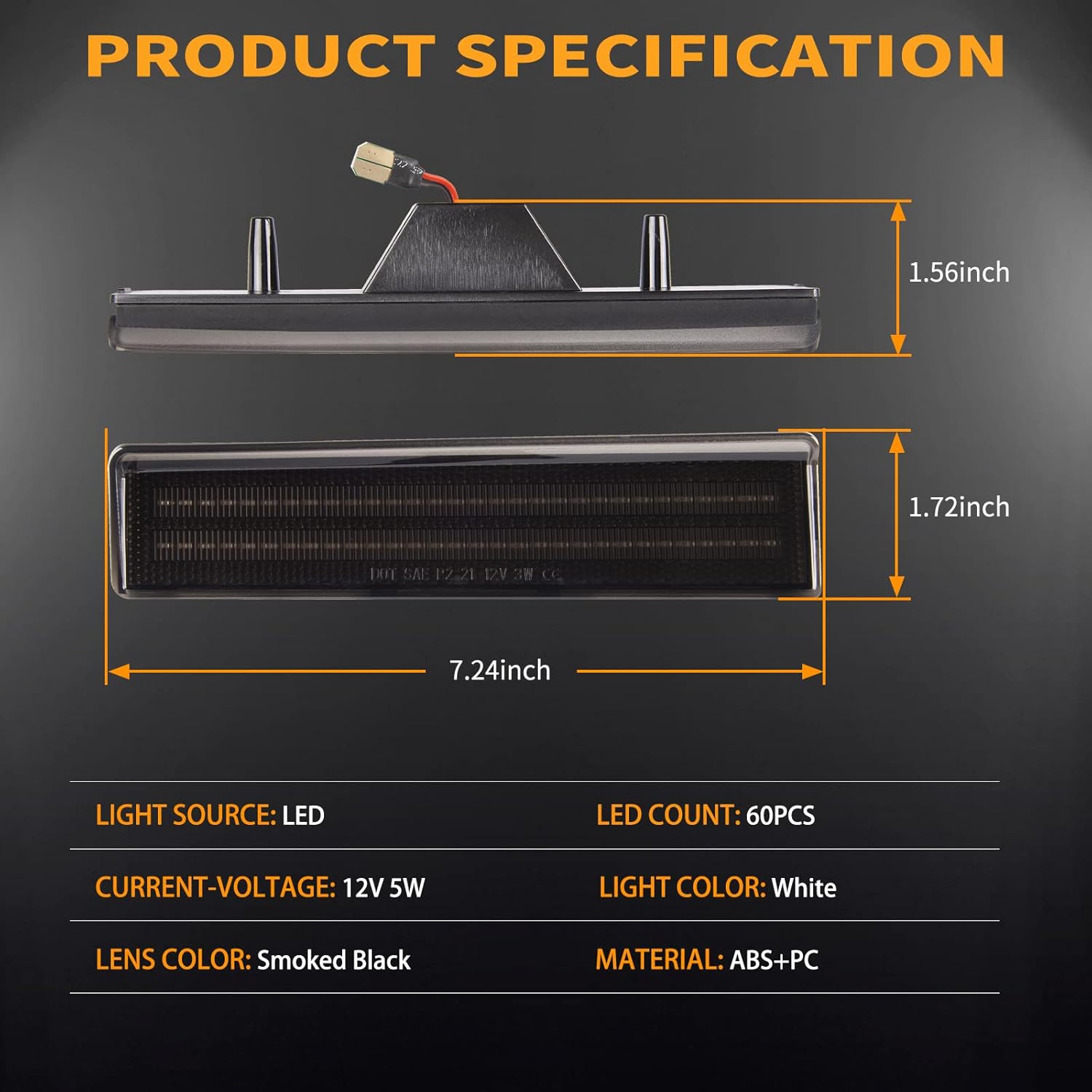 Led Side Marker Lights for 1980-1986 Ford Bronco F-150 F-250 F-350 Pickup Truck SUV White Signal Lamps Smoked Len, 2PCS