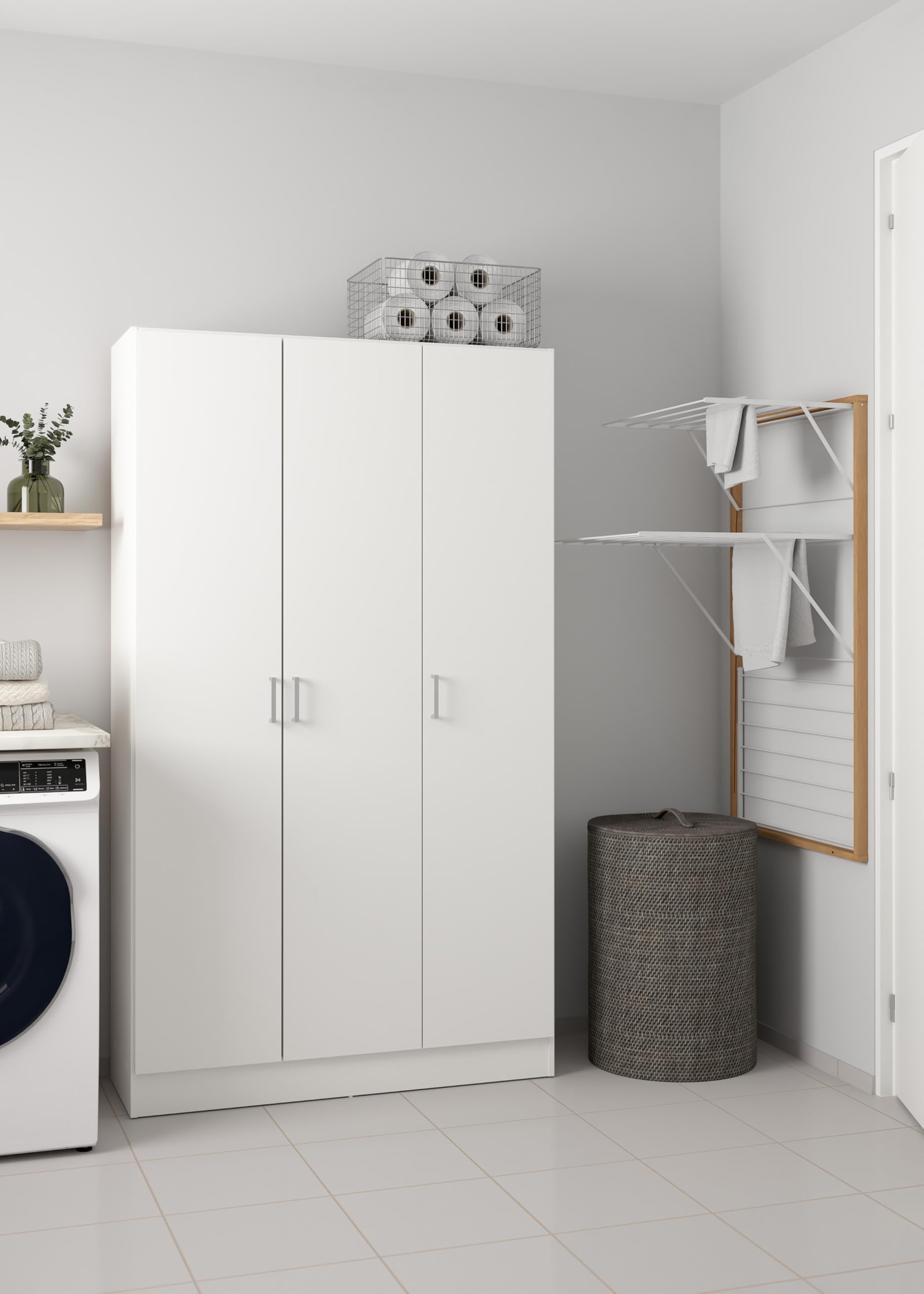 AVANTI TRENDSTORE - Casarile - Armadio multiuso in legno laminato bianco a 3 ante battenti e con 4 ripiani interni. Dimensioni LAP ca. 104,2x180,9x36 cm
