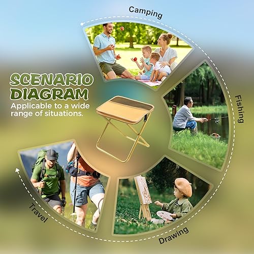 Miniatura 7 de Taburete portátil para montañismo y senderismo, taburete plegable ligero 2025 con bolsa de transporte, reposapiés al aire libre para picnic,