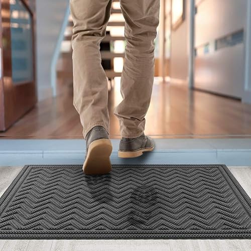 Miniatura 80 de Mibao Tapete para puerta delantera, resistente y duradero, tapete de bienvenida para interiores y exteriores, atrapador de suciedad, impermeable