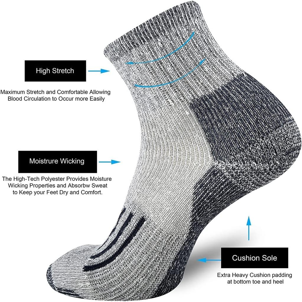 HBJWOV 4 Pairs Wool Socks Men Winter Thermal Outdoor Hiking Ski Heavy Cushion Low Cut Socks Set(C)