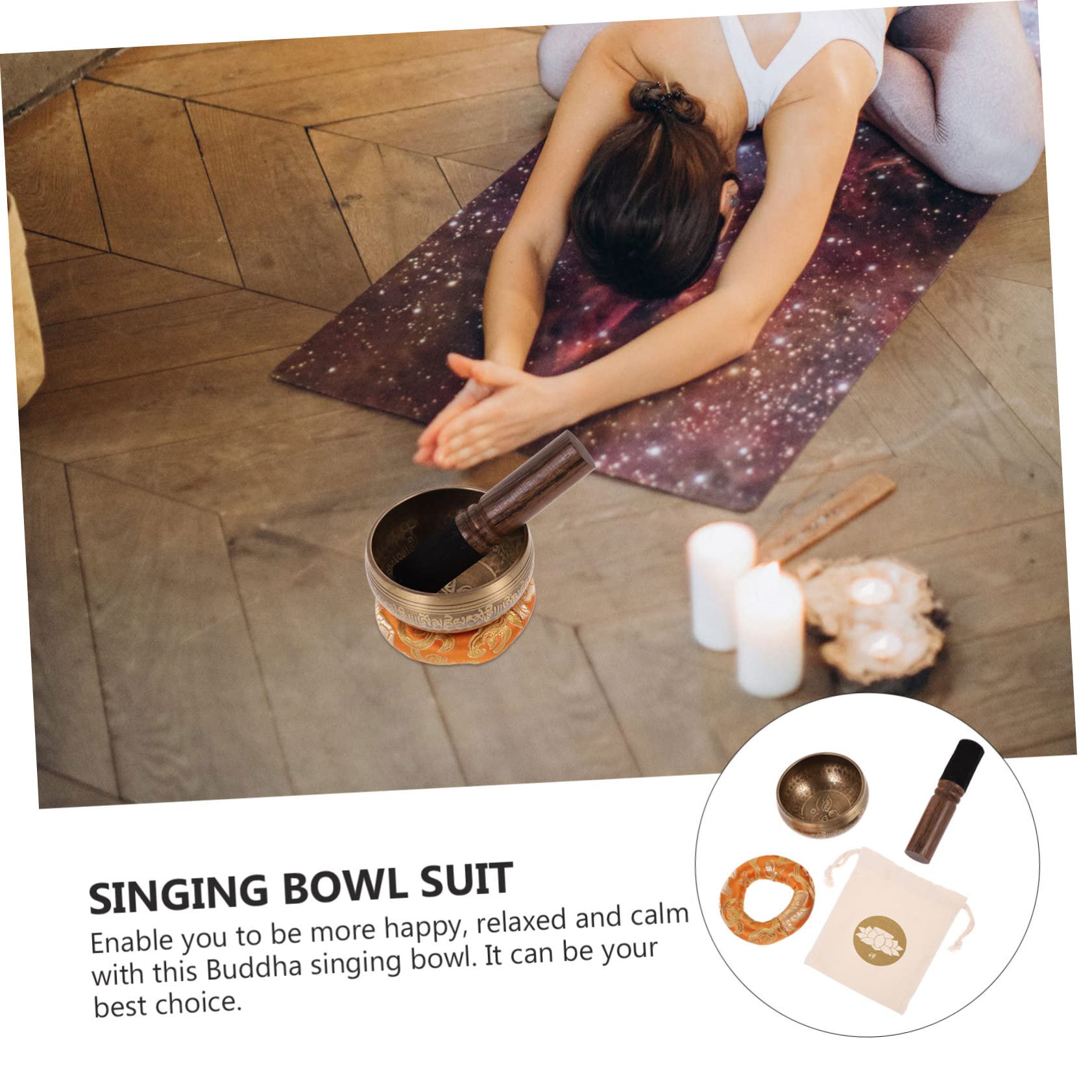 1set Ciotole Tibetane Rame Per Meditazione Accessorio Per Yoga e Relax Include Cuscino e Sacchetto Suono Resonante e Calmo Per Ogni Occasione