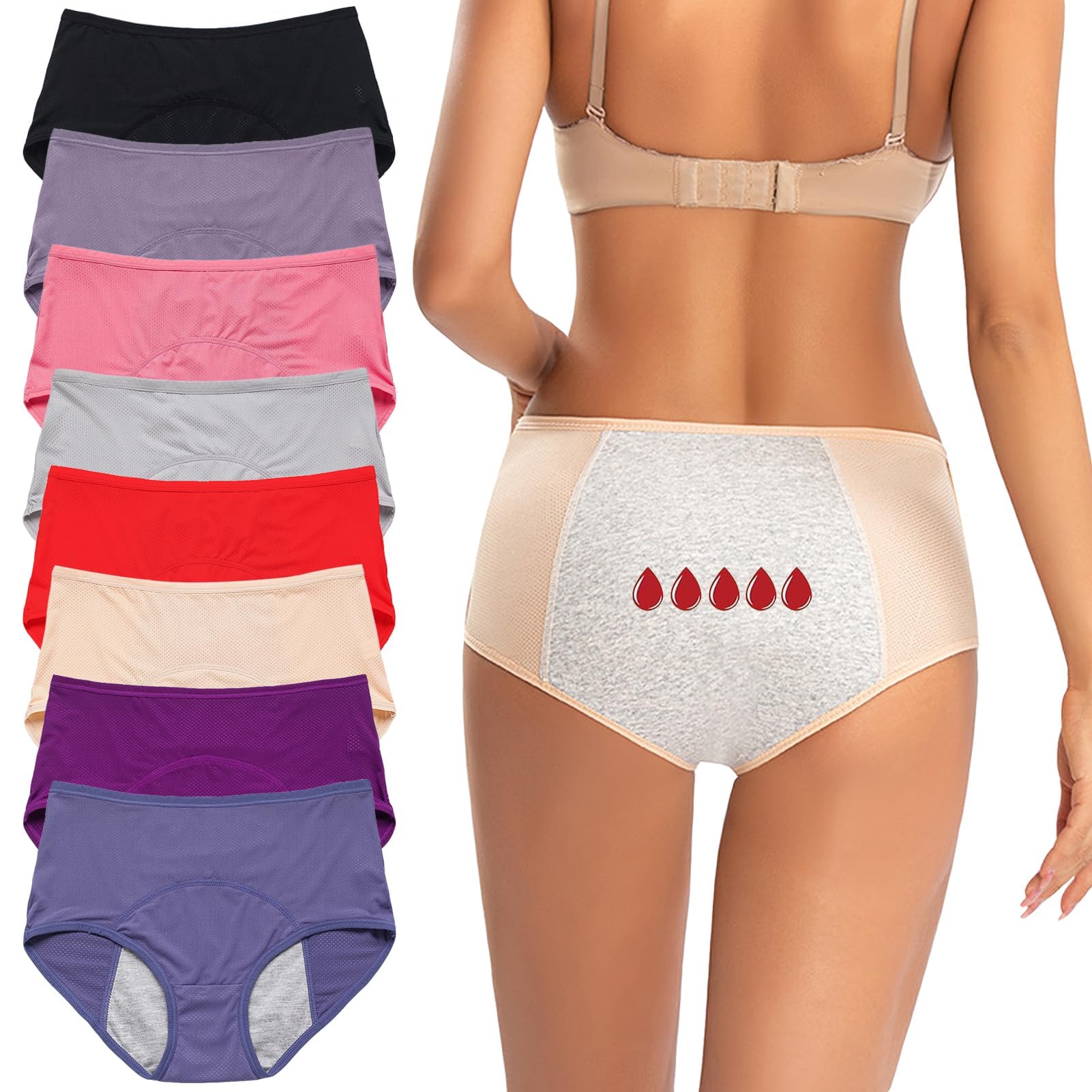 ZJHTK Incontinence Underwear for Women, Mesh Panties for Women Over 60, Plus Size Incontinence Briefs Washable
