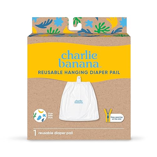 Miniatura 2 de CHARLIE BANANA Bolsa húmeda para pañales de tela reutilizable y lavable, cubo de pañales colgante impermeable y bolsa de lavandería, hoja
