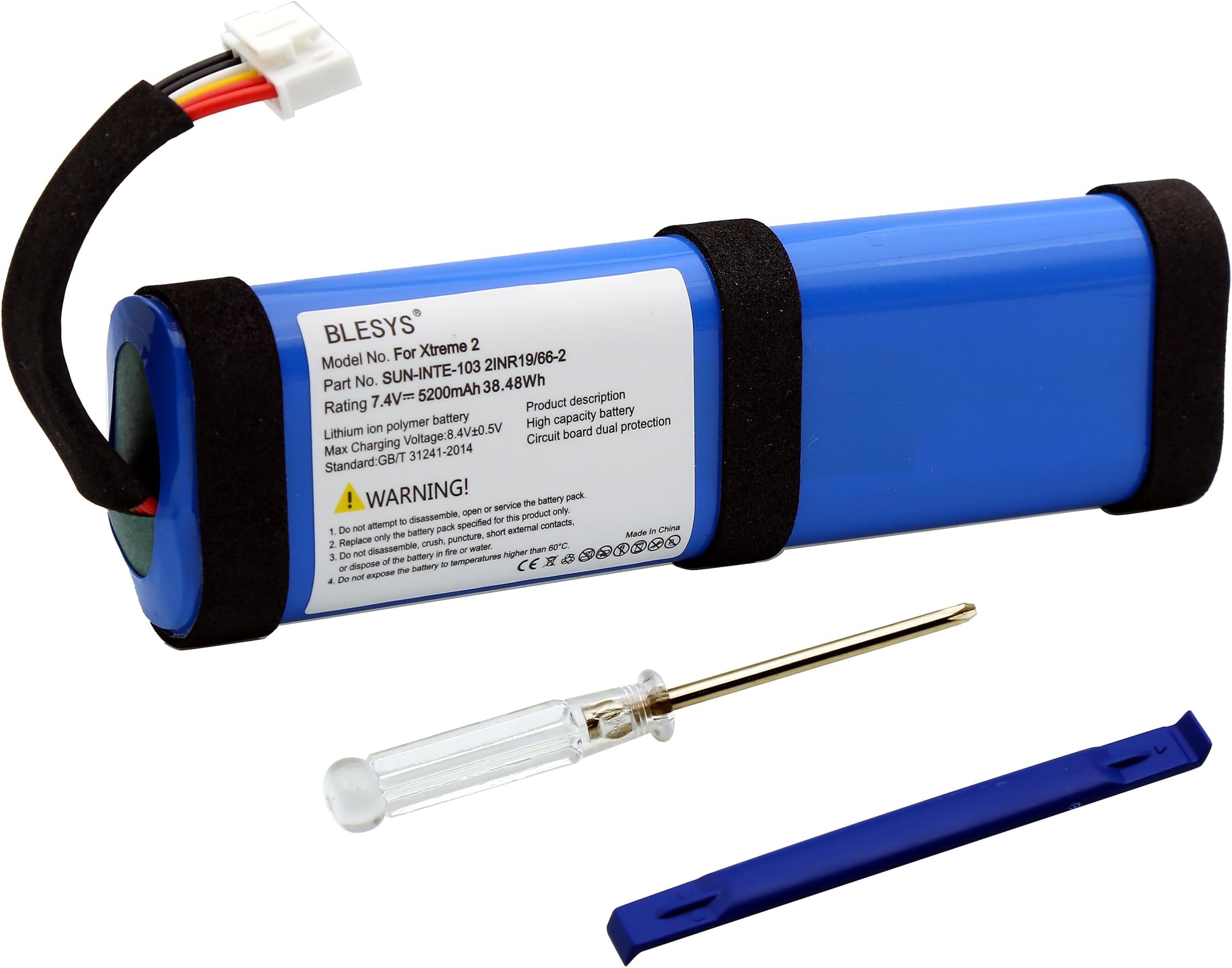 Battery for JBL Xtreme 2, 7.4V 5200mAh Li-ion SUN-INTE-103 21NR19/66-2 ID1019 Battery for JBL Xtreme 2nd Generation Bluetooth Speaker