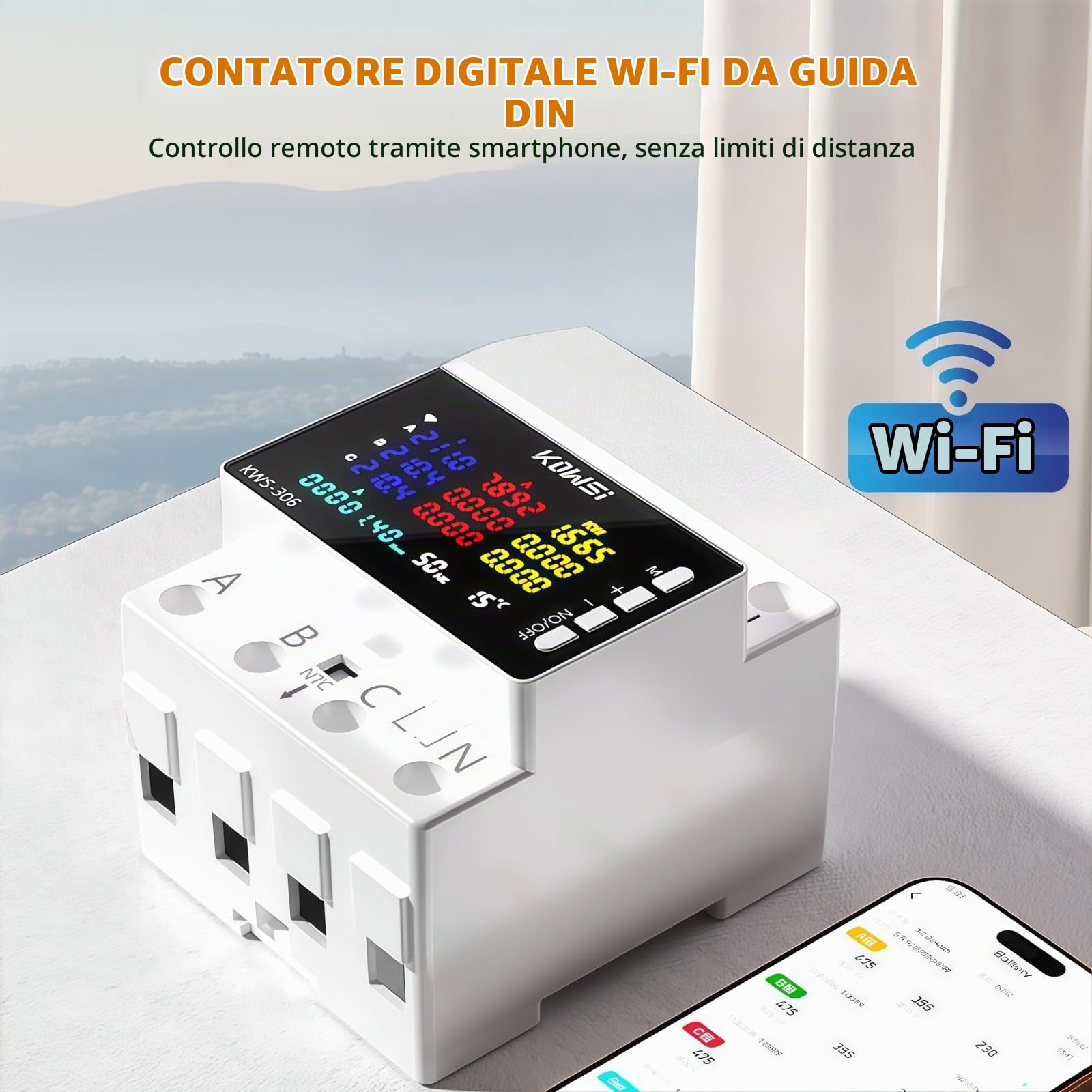 Contatore elettrico trifase a 4 fili, contatore intelligente Tuya Wi-Fi 9 in 1 con display LCD, contatore trifase digitale su guida DIN, contatore trifase calibrato