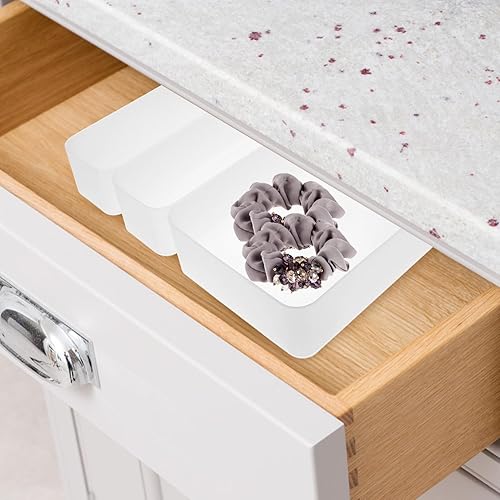 Miniatura 8 de Uonlytech Bandeja divisora de cajones de plástico resistente para escritorio, organizador de escritorio, maquillaje, joyería, papelería, cubiertos