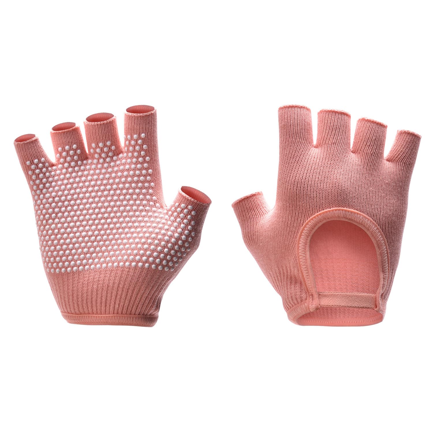 oasymala Non-Slip Fingerless Yoga Gloves – Ideal for Pilates, Barre, Air Yoga, and Fitness Workouts – Breathable Fabric with Enhanced Grip for Stability (Coral)