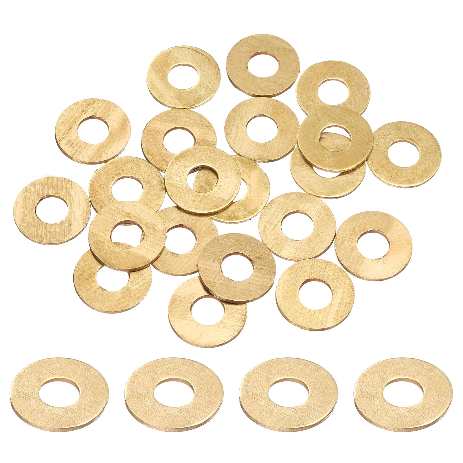 sourcing map 20Pcs M6 Brass Flat Washer, 16mm OD x 6mm ID x 1mm Thickness Metal Sealing Washers, Metric Sealing Ring Gasket for Screws Bolts Nuts