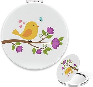 Mini Compact Mirror, Cute Yellow Bird Small M...