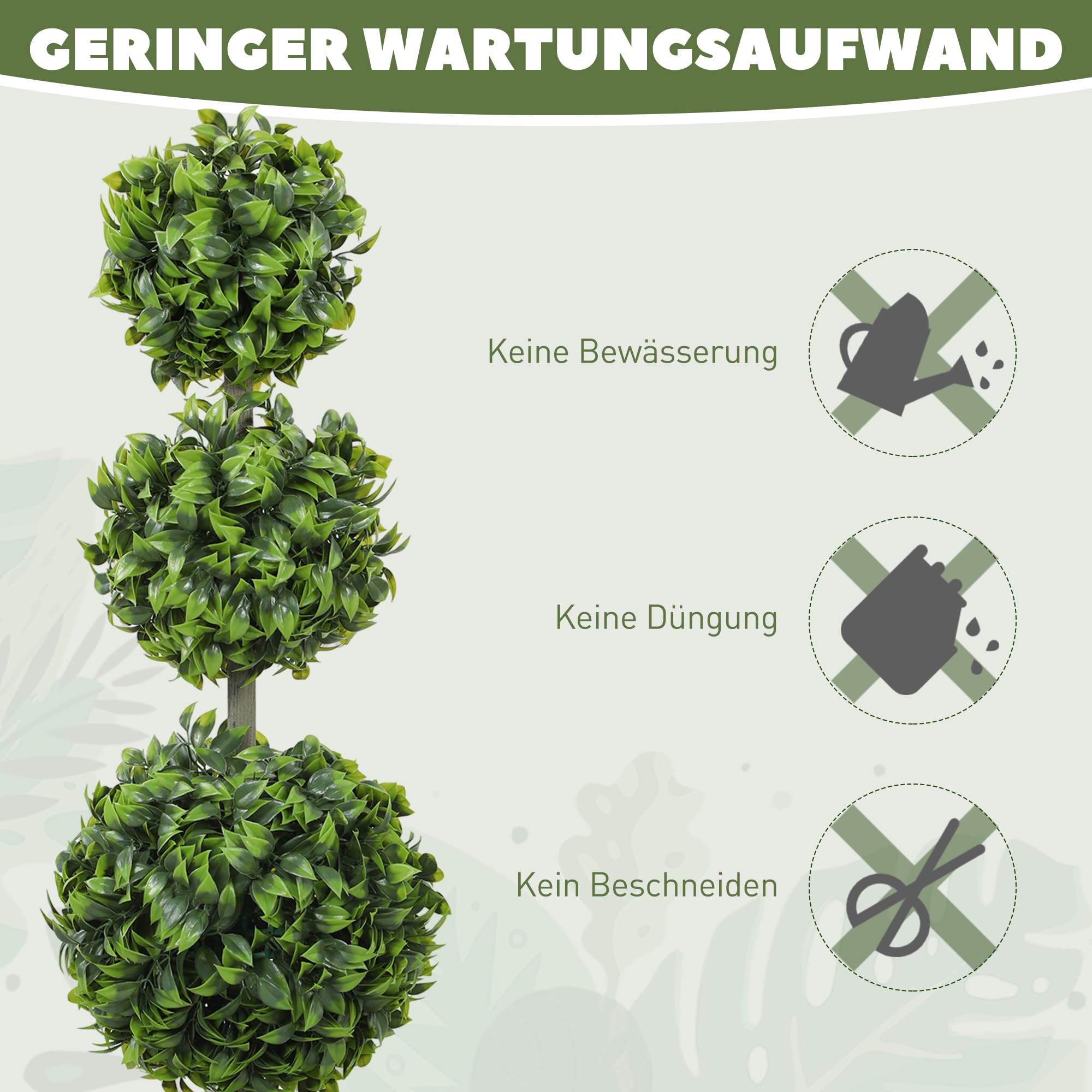HOMCOM Künstlicher Buchsbaum Groß 100cm Kunstpflanze im Topf 2er Set | Künstliche Pflanzen im Topf, Kunstbaum, UV-Schutz, Wie Echt, für Wohnzimmer Büro Garten, Moderne Dekoration, Geschenk