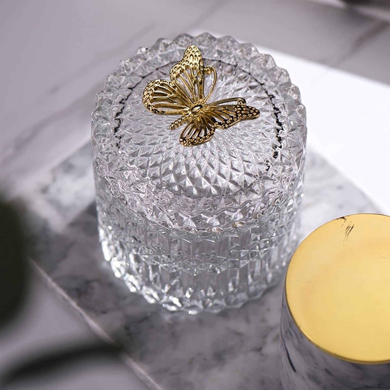 Bonbon Behälter mit Deckel Glas, Zuckerdose Glas Kristall, Bonbonglas zur Hochzeit, Vorratsglas mit Deckel Geschenk, Bonbonglas Kristall, Dekorative Süßigkeitenschale für Würfelzucker Snacks Buffet