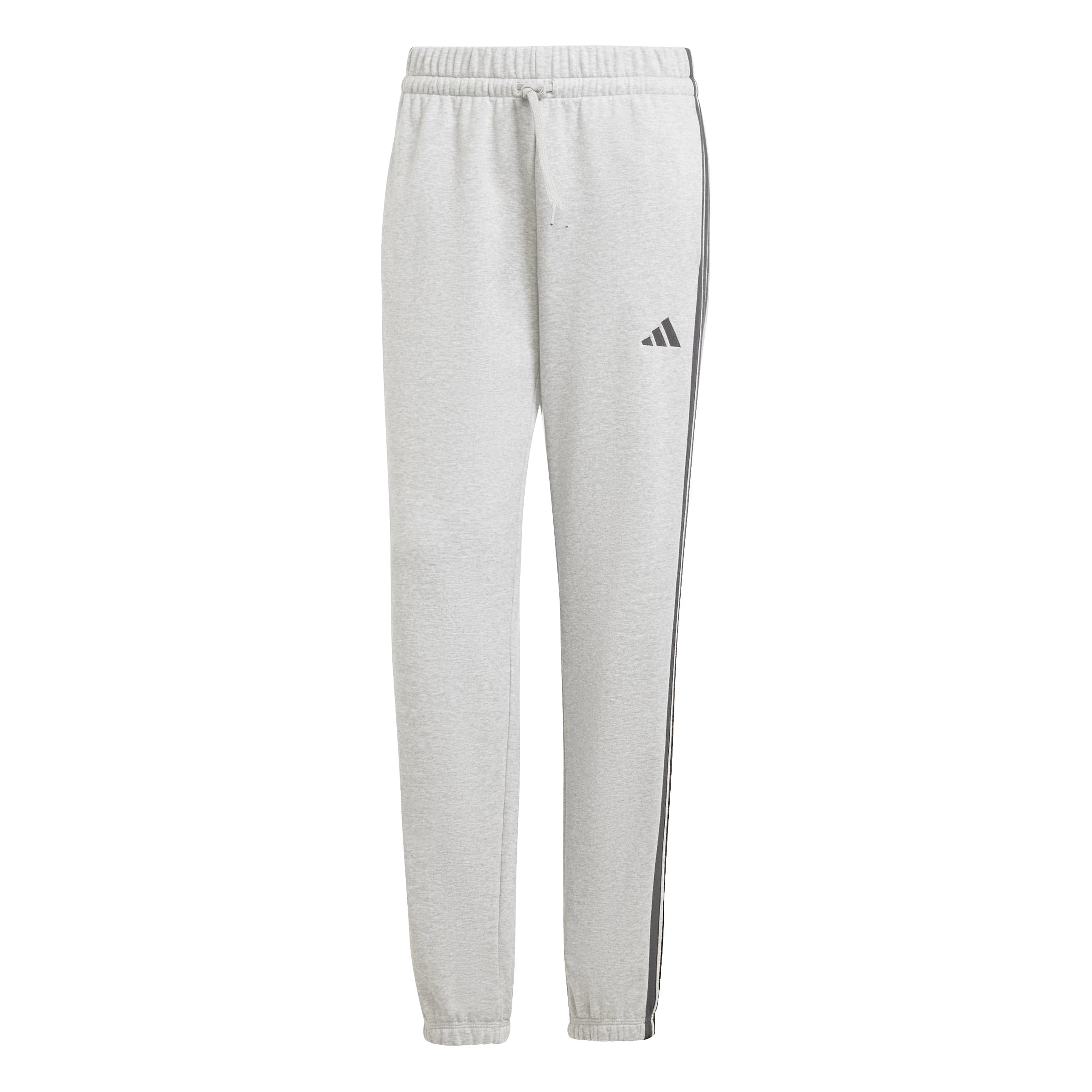 adidas Women's Essentials 3-Stripes French Terry Cuffed Pants, Medium Grey Heather/Black, XS