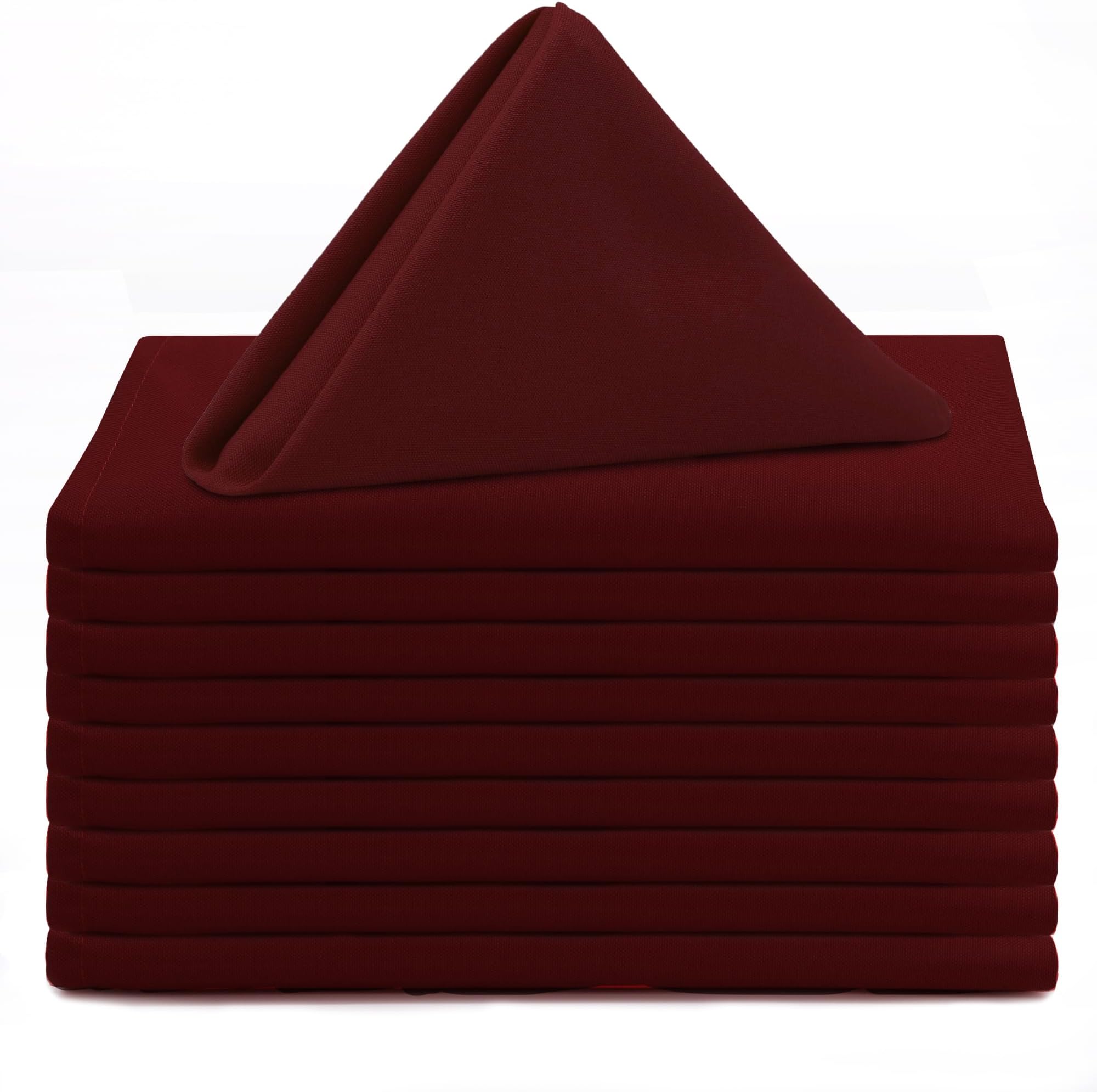 Cloth Polyester Napkins, 20 x 20 Inch, Washable Dinner Fabric Linen Napkins with Hemmed Edges for Restaurant, Wedding and Holiday Pack of 10 (Burgundy)