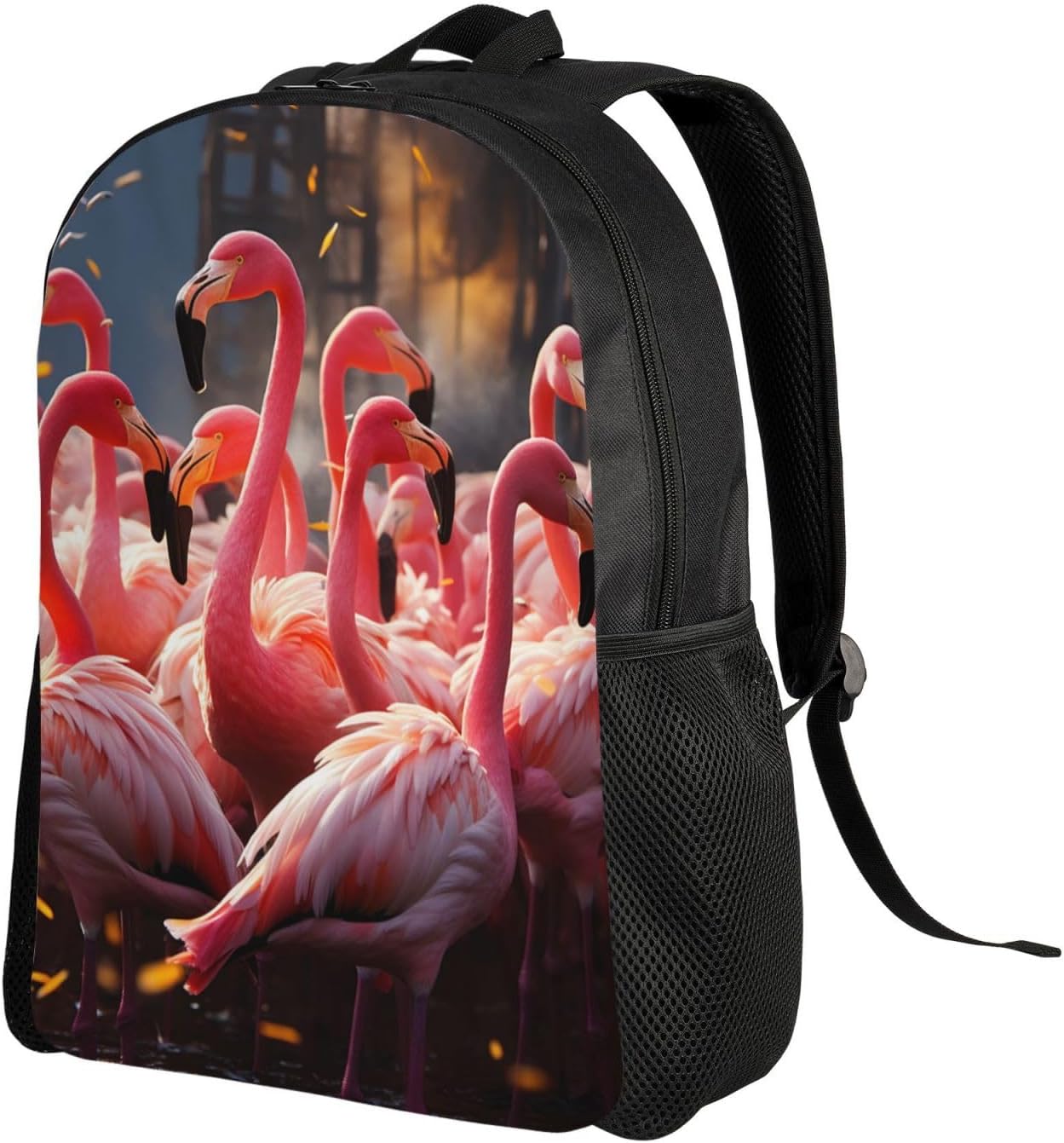 OUSIKA フラミンゴパーティーバックパック カジュアル トラベル デイパック 軽量 ラップトップバッグ ラップトップバックパック